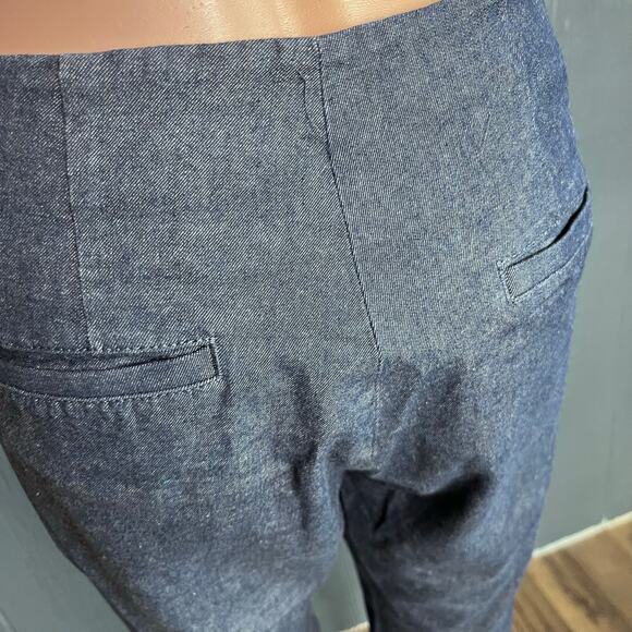 Banana Republic Blue Chambray Cropped Pants 8 Denim “Sloan” Sailor Style Buttons - Picture 5 of 6